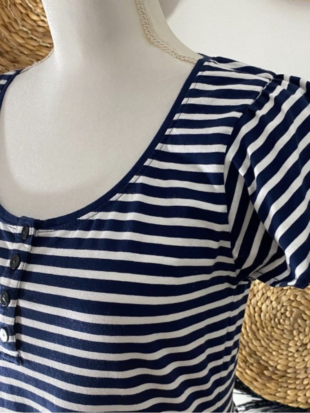 Draper James Navy and White Striped Scoop-Neck Midi Dress - Picture 8 of 11